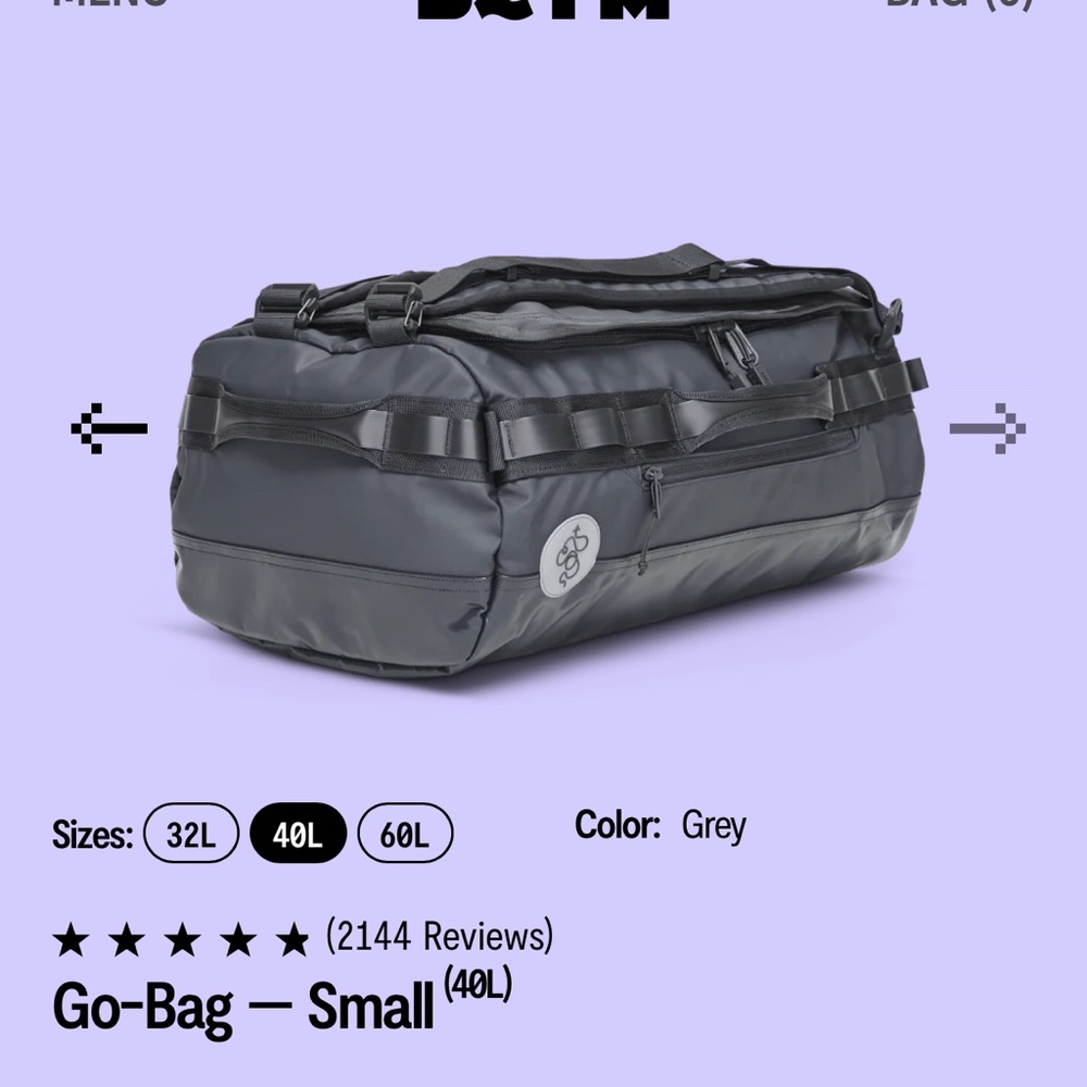 Baboon to the moon Go bag SMALL Grey Brand New!